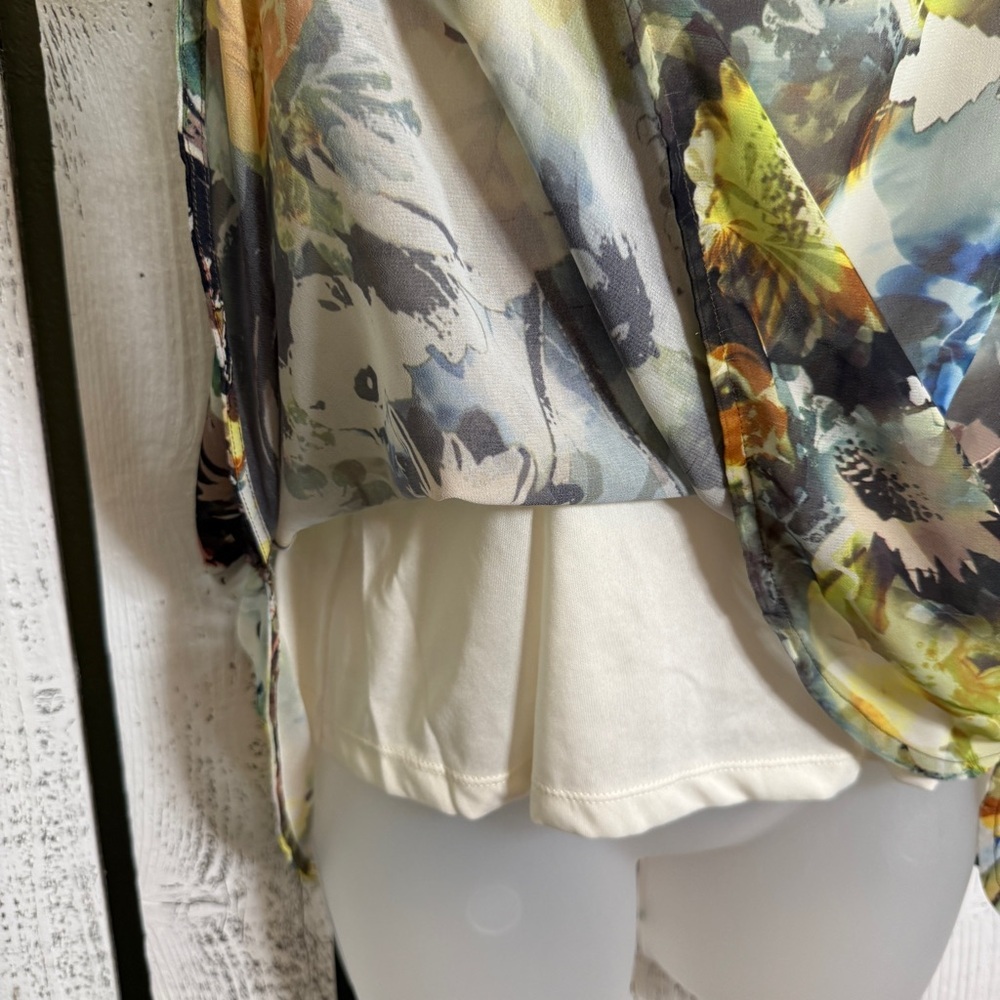 Liz Claiborne 2 Pc Floral Sheer Top With‎ Camisole Size Large Sleeveless Cottage - Picture 7 of 13